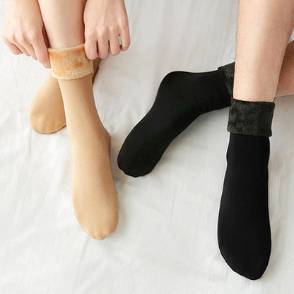 Stevvex 3-pair women's warm thickened thermal crew socks beige and black with velvet cuffs on Tampa Home & Garden Store