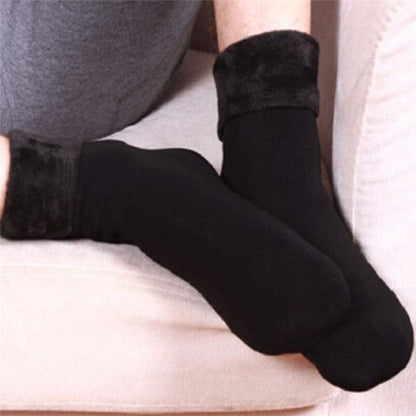 Stevvex 3-pair black crew socks with plush fur cuff, warm thermal wool-cashmere blend for women on Tampa Home & Garden Store
