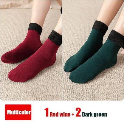 Stevvex 3-pair multicolor crew socks red wine & dark green warm thermal ankle socks on Tampa Home & Garden Store