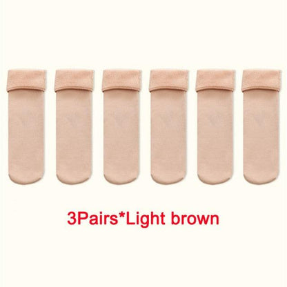 Stevvex 3Pairs light brown winter warm thickened thermal crew socks for women on Tampa Home & Garden Store