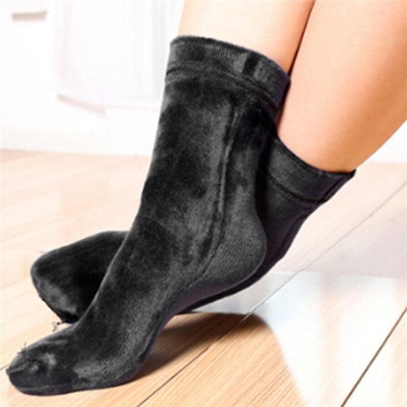Stevvex black velvet thermal crew socks for women plush wool-cashmere warm ankle boot socks on Tampa Home & Garden Store