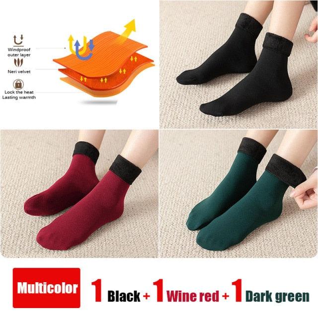 Stevvex 3-pair crew socks, black, wine red, dark green; wool-cashmere blend on Tampa Home & Garden Store