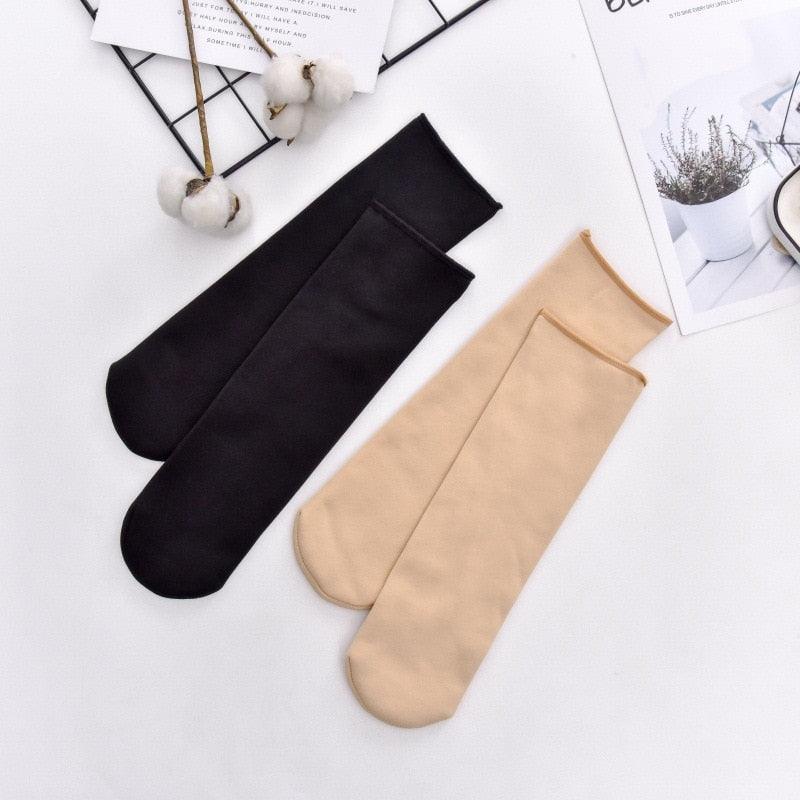 Stevvex women's crew socks set, black and beige thermal wool blend, 4 socks shown on Tampa Home & Garden Store