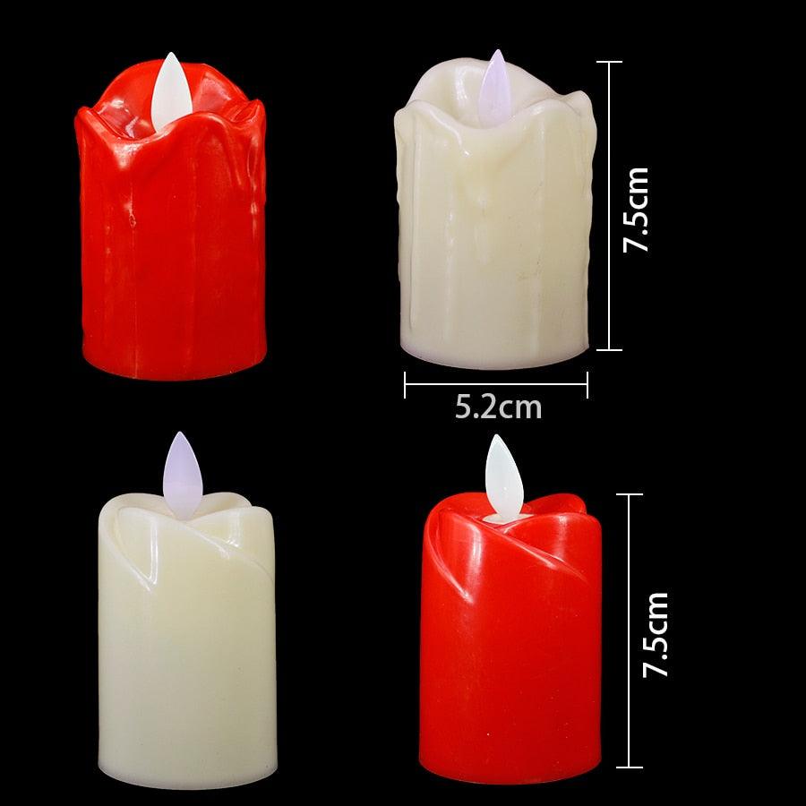 3pcs Stevvex LED flameless candles red and ivory plastic with flames, battery operated on Tampa Home & Garden Store
