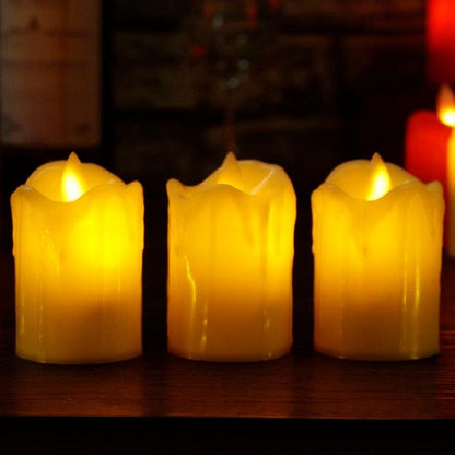 3pc LED flameless candles plastic warm yellow glow on Tampa Home & Garden Store