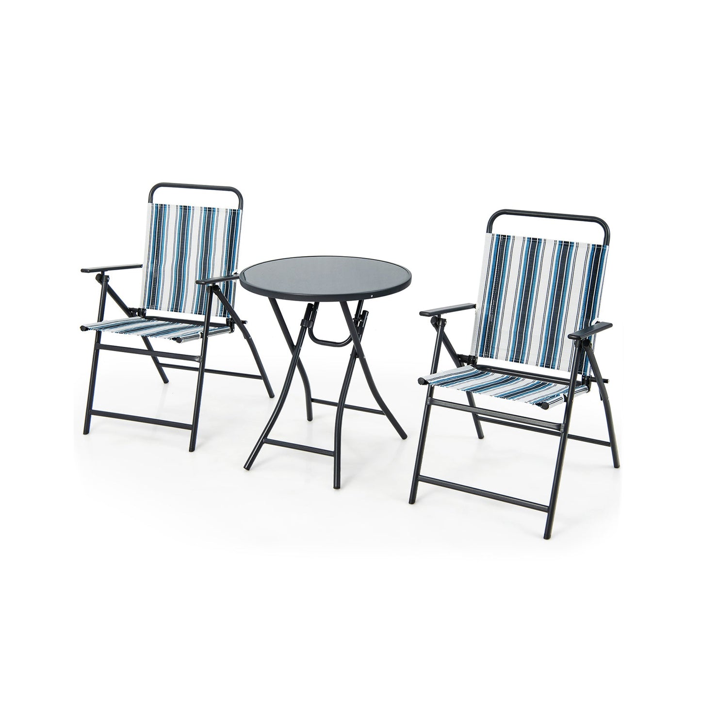 Juego de 3 sillas plegables de exterior, juego de sillas plegables portátiles
