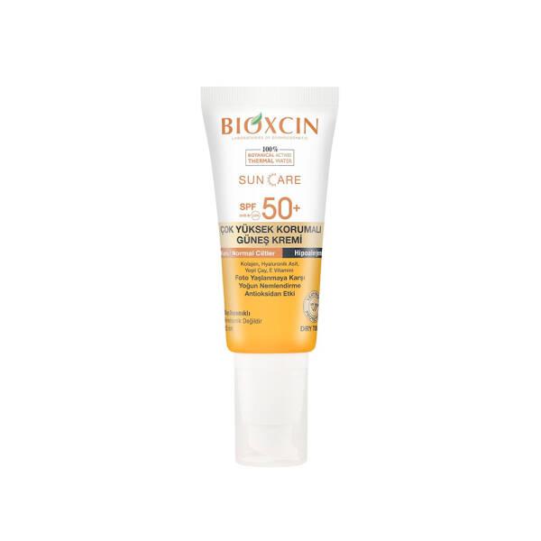 Bioxcin SPF 50+ sunscreen tube for dry skin, white/orange packaging, Beauty Care Bag on Tampa Home & Garden Store