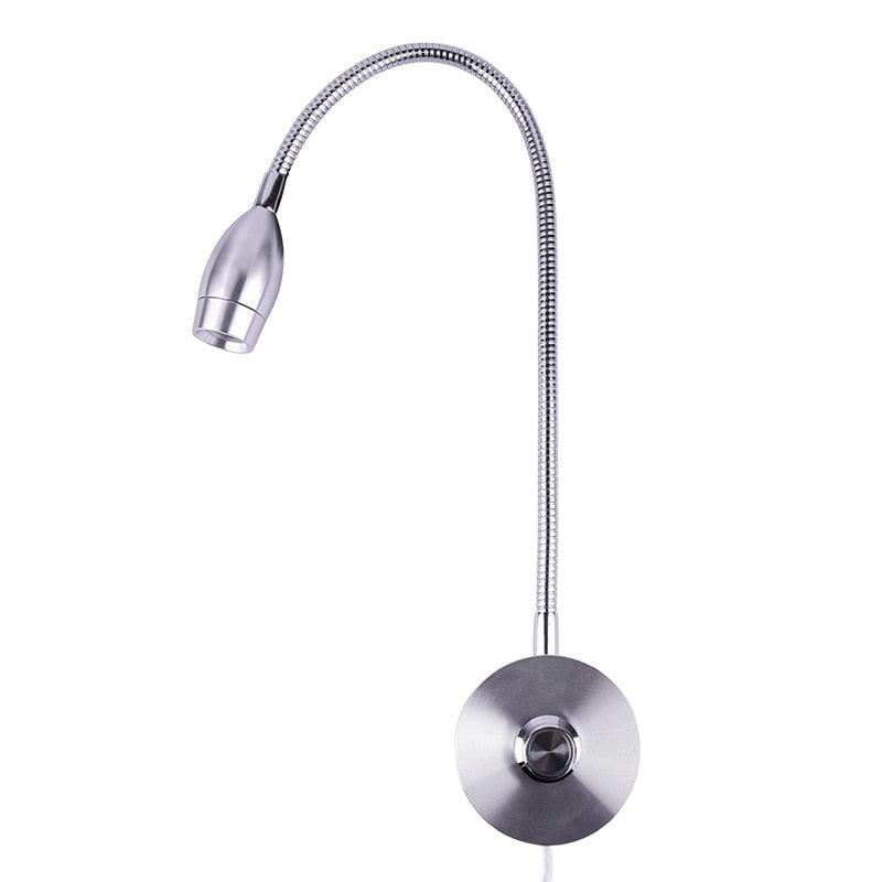 Stevvex wall reading lamp 3W dimmable LED with chrome gooseneck and round base on Tampa Home & Garden Store