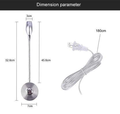 Stevvex 3W Dimmable Wall Reading Lamp silver metal wall sconce with adjustable neck on Tampa Home & Garden Store