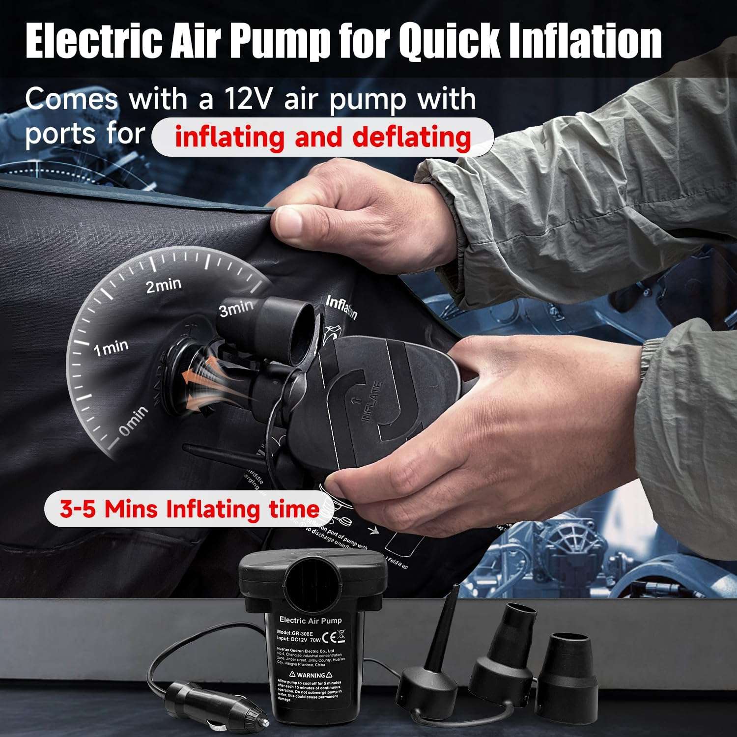 DikaSun SUV Air Mattress Navy with upgraded flocking and Oxford surface, includes electric pump on Tampa Home & Garden Store