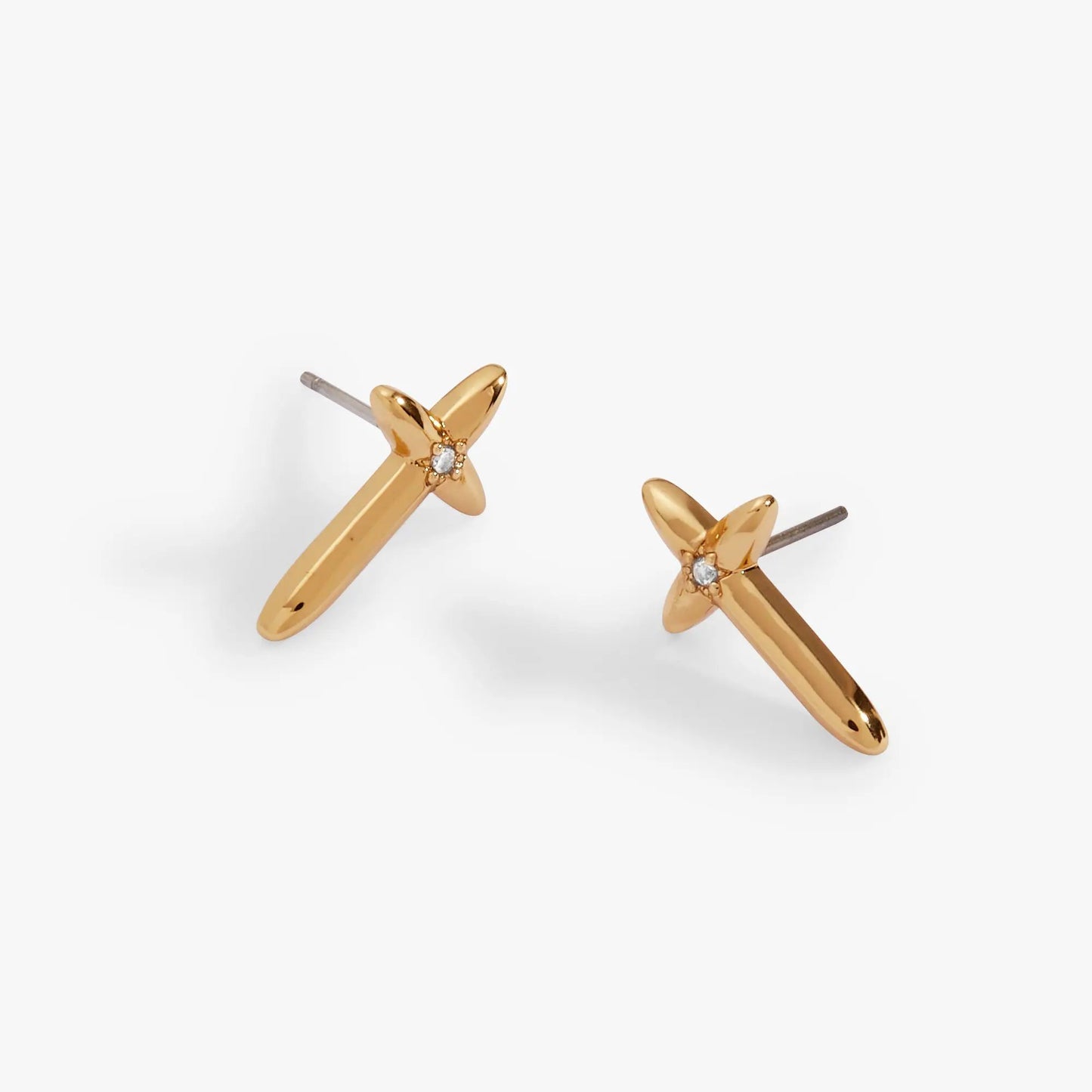 Gold-tone cross stud earrings with crystal accent by ALEX AND ANI on Tampa Home & Garden Store