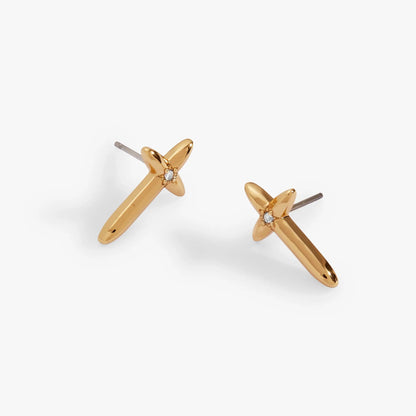 Gold-tone cross stud earrings with crystal accent by ALEX AND ANI on Tampa Home & Garden Store