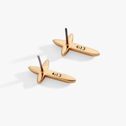 4:13 Cross Stud Earrings by ALEX AND ANI in rose gold tone with posts on Tampa Home & Garden Store