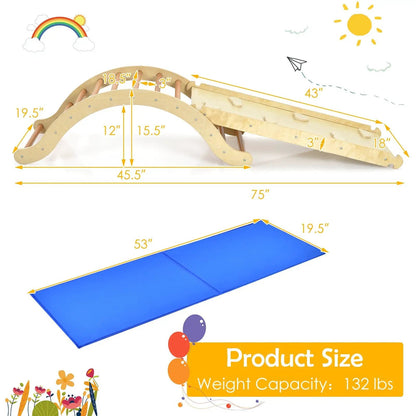 3-in-1 Wooden Arch Climber Set with Ramp Mat