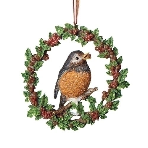 4.25 Inch Robin in a Berry Wreath - Tampa Home & Garden Store