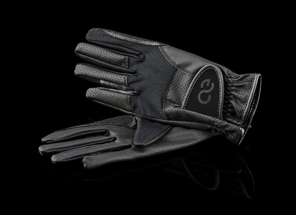 American Equus BLACK LABEL Signature Equestrian Riding Gloves black perforated leather on Tampa Home & Garden Store