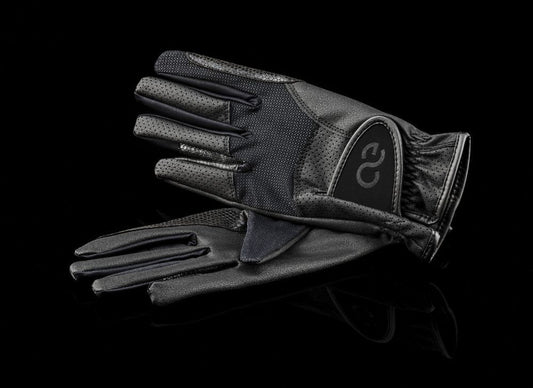 American Equus BLACK LABEL Signature Equestrian Riding Gloves black perforated leather on Tampa Home & Garden Store
