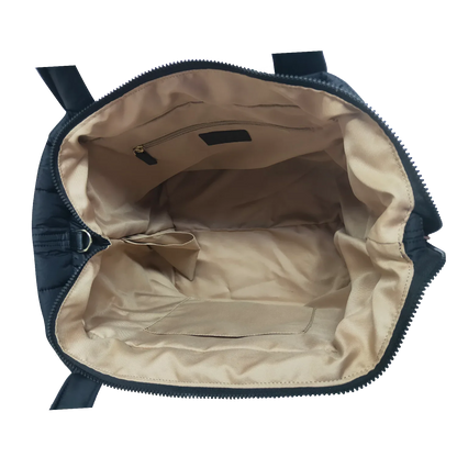 Quilted Nylon Tote – Lightweight, Triple-Zip, Travel & Work Ready