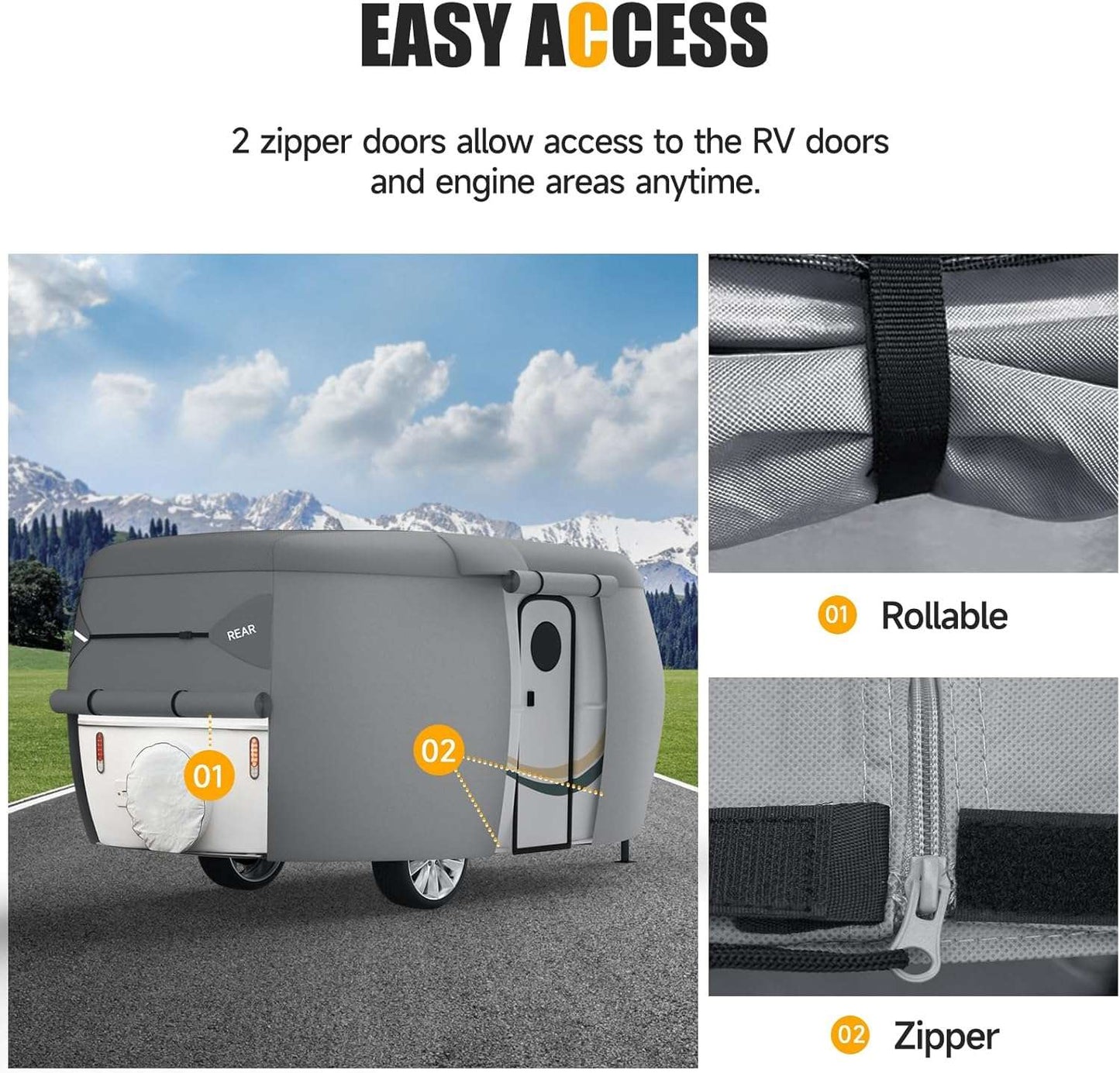 7-Layer Fiberglass Travel Trailer Cover by Dikasun Outdoor, waterproof RV cover with zipper on Tampa Home & Garden Store