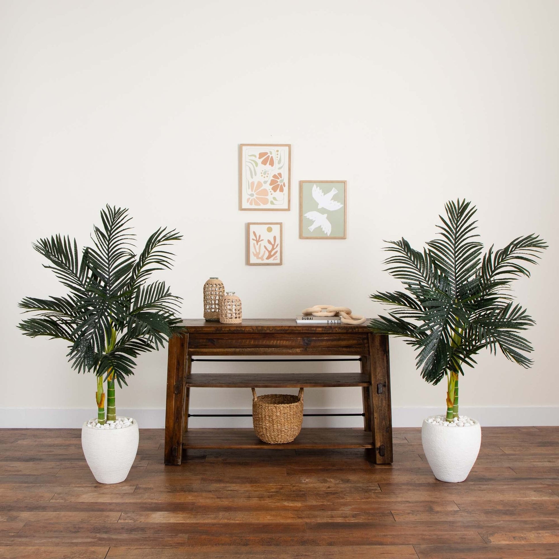 4’ Artificial Double Stalk Golden Cane Palm Tree-  Set of 2 - Tampa Home & Garden Store