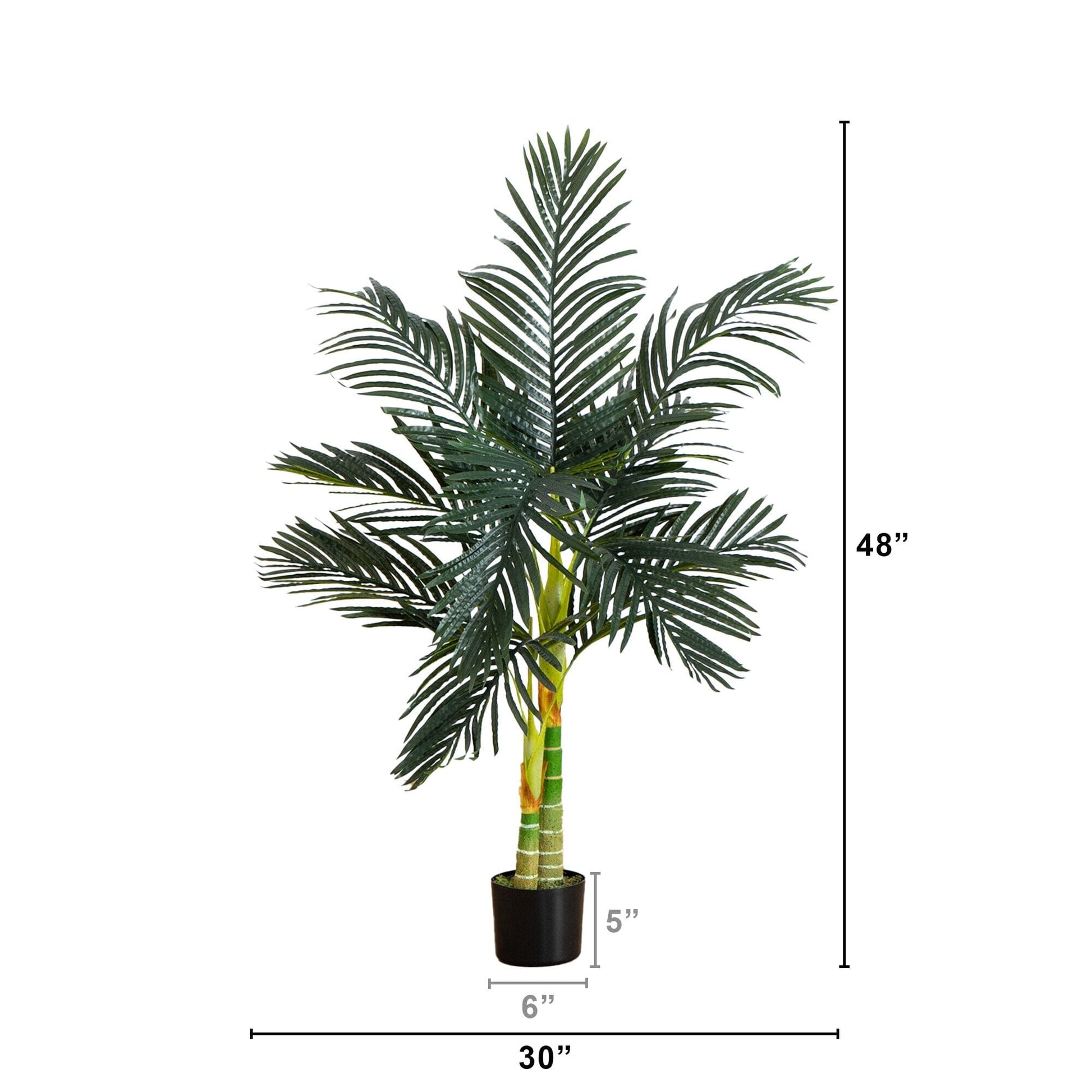 4’ Artificial Double Stalk Golden Cane Palm Tree-  Set of 2 - Tampa Home & Garden Store
