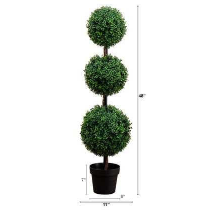 4’ Artificial Triple Ball Boxwood Topiary Tree (Indoor/Outdoor) - Tampa Home & Garden Store