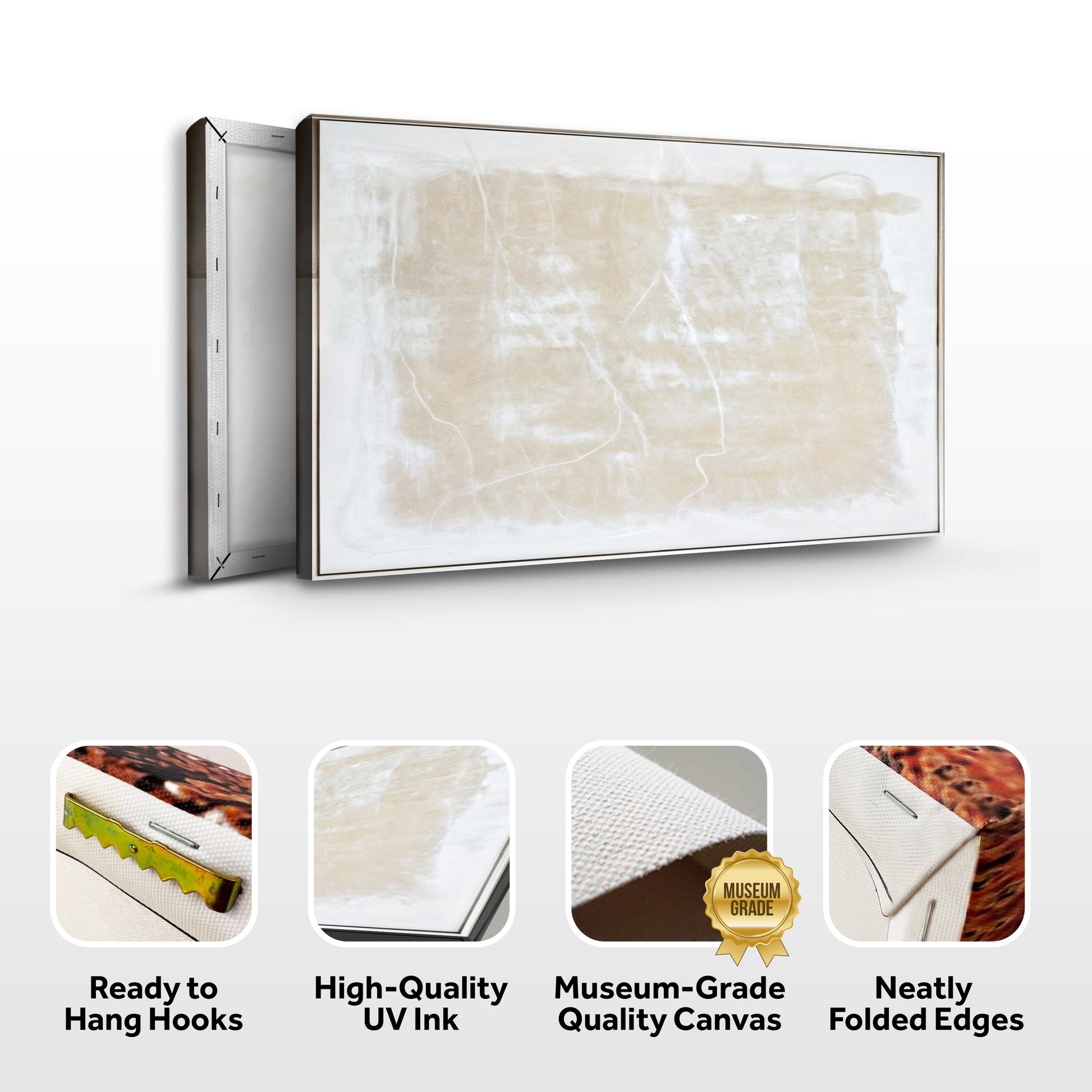 Modern Linear Abstract Canvas by Tailored Canvases in beige cream with subtle veining on Tampa Home & Garden Store