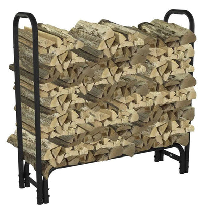 4-Ft Heavy Duty Steel Black Metal Firewood Rack - Easy to Assemble - Tampa Home & Garden Store
