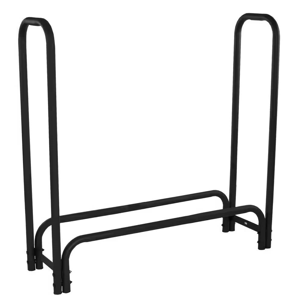 4-Ft Heavy Duty Steel Black Metal Firewood Rack - Easy to Assemble - Tampa Home & Garden Store