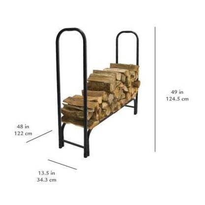 4-Ft Heavy Duty Steel Black Metal Firewood Rack - Easy to Assemble - Tampa Home & Garden Store