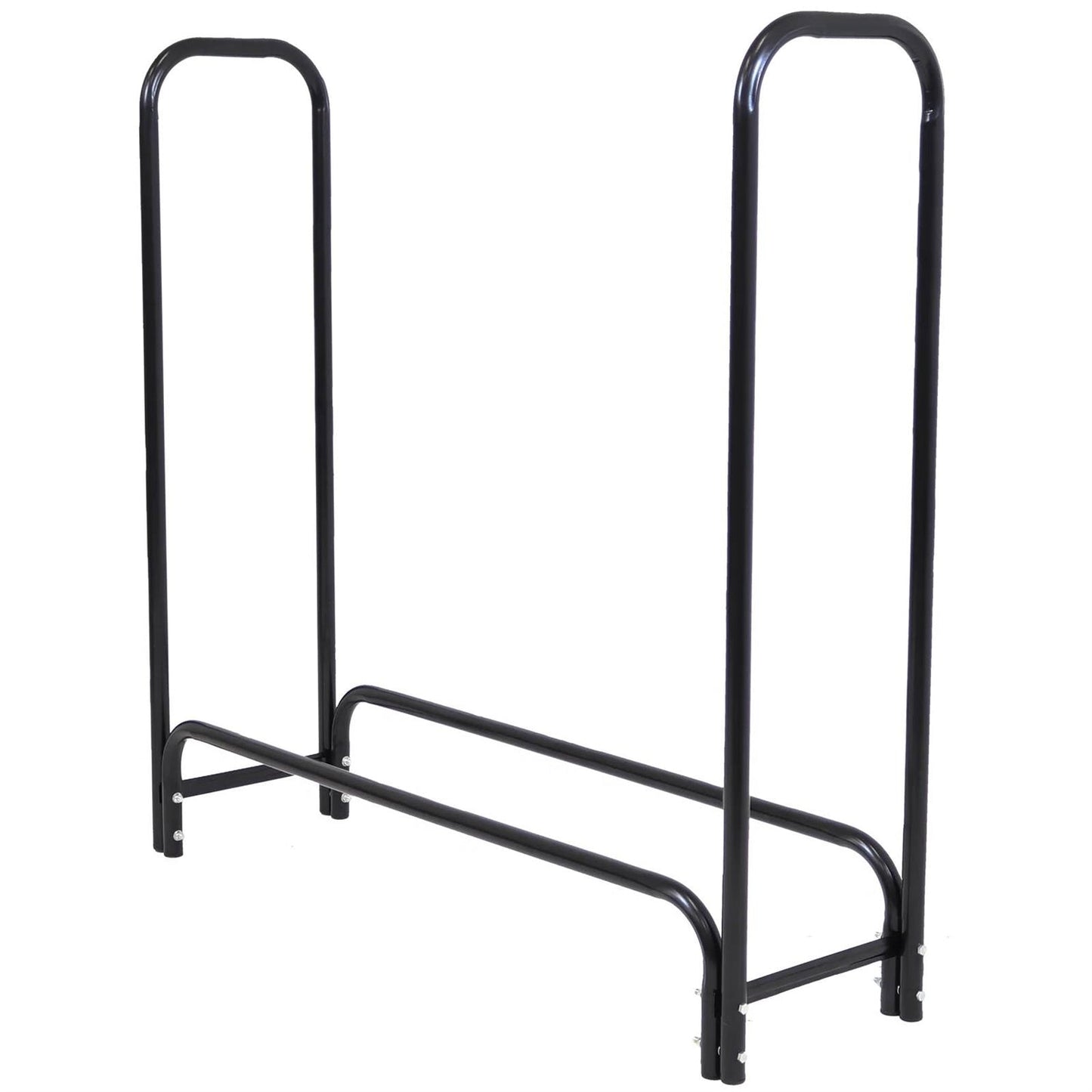 4-Ft Indoor Outdoor Black Metal Firewood Holder Log Rack with Cover - Tampa Home & Garden Store