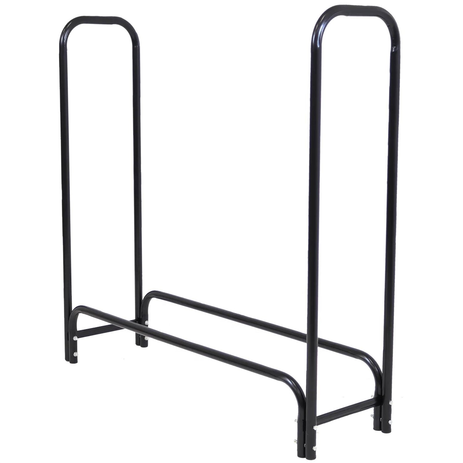 4-Ft Indoor Outdoor Black Metal Firewood Holder Log Rack with Cover - Tampa Home & Garden Store