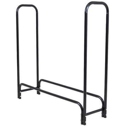 4-Ft Indoor Outdoor Black Metal Firewood Holder Log Rack with Cover - Tampa Home & Garden Store