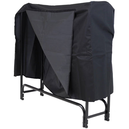 4-Ft Indoor Outdoor Black Metal Firewood Holder Log Rack with Cover - Tampa Home & Garden Store