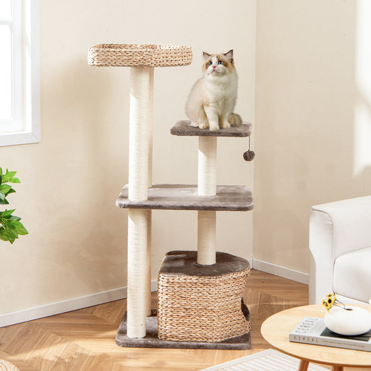 4-Layer Cat Tower with Scratching Posts Condo and Washable Cushions-Coffee - Tampa Home & Garden Store