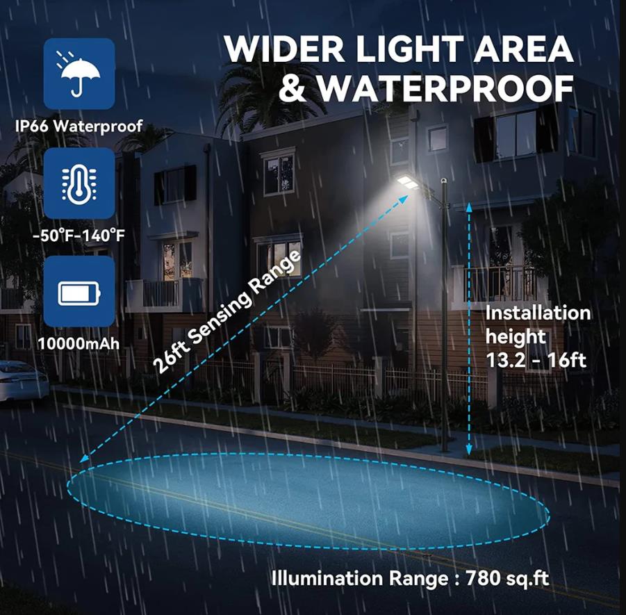 4 PACK 60W solar street light 6000 lumens - Tampa Home & Garden Store