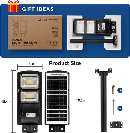 4 PACK 60W solar street light 6000 lumens - Tampa Home & Garden Store