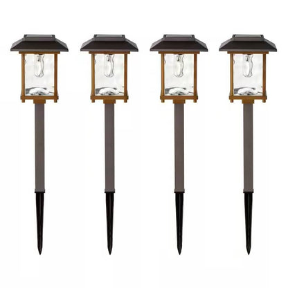 4 Pack - Bronze Gold Solar LED Light Set - Outdoor Path Yard Lighting - Tampa Home & Garden Store