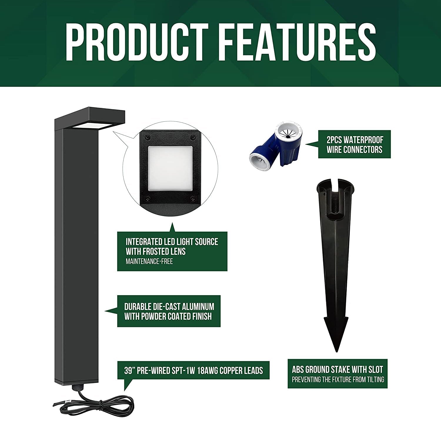 4-Pack LED Landscape Pathway Light 3W, 12V Low Voltage Modern Path Lights ALP19 - Tampa soil911.com