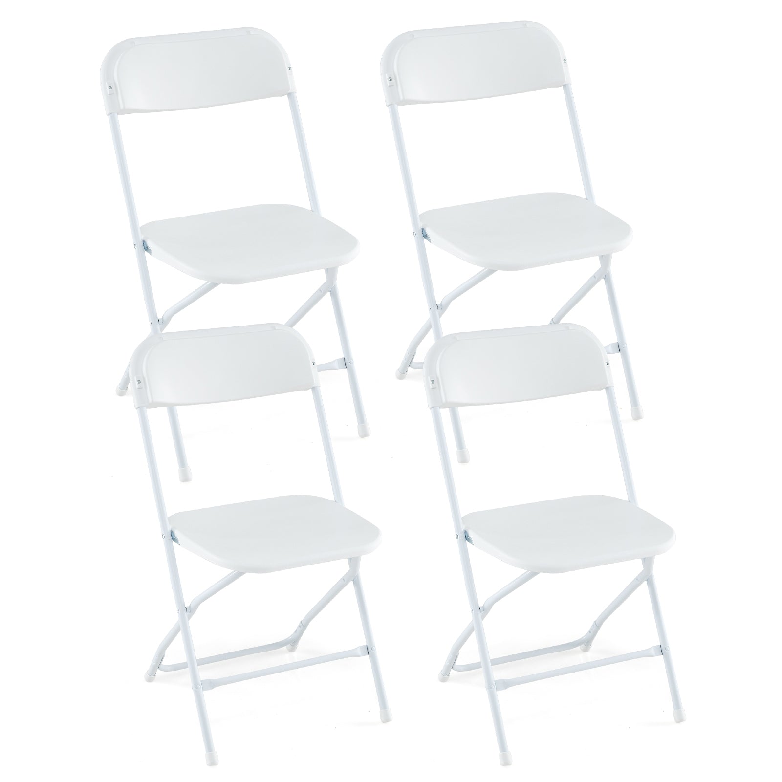 4 Pack Metal Folding Chairs with Plastic Seat and Back-White - Tampa Home & Garden Store