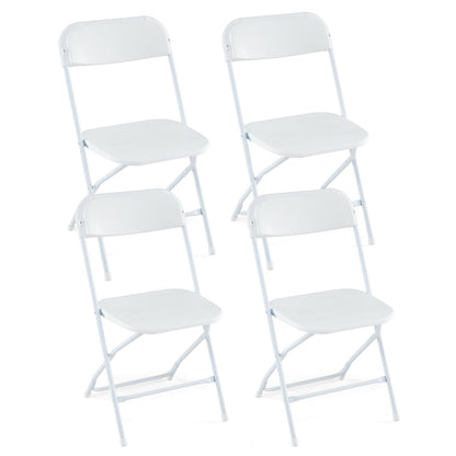 4 Pack Metal Folding Chairs with Plastic Seat and Back-White - Tampa Home & Garden Store