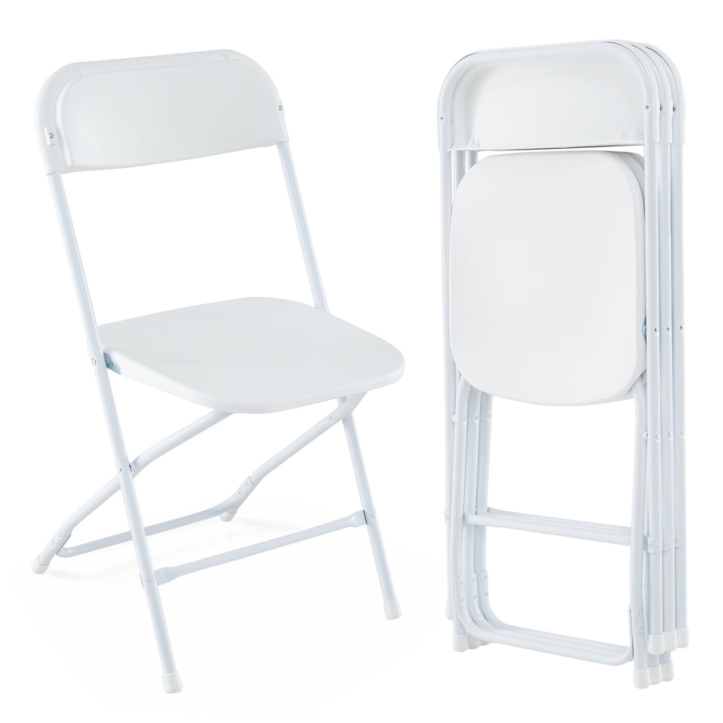 4 Pack Metal Folding Chairs with Plastic Seat and Back-White - Tampa Home & Garden Store