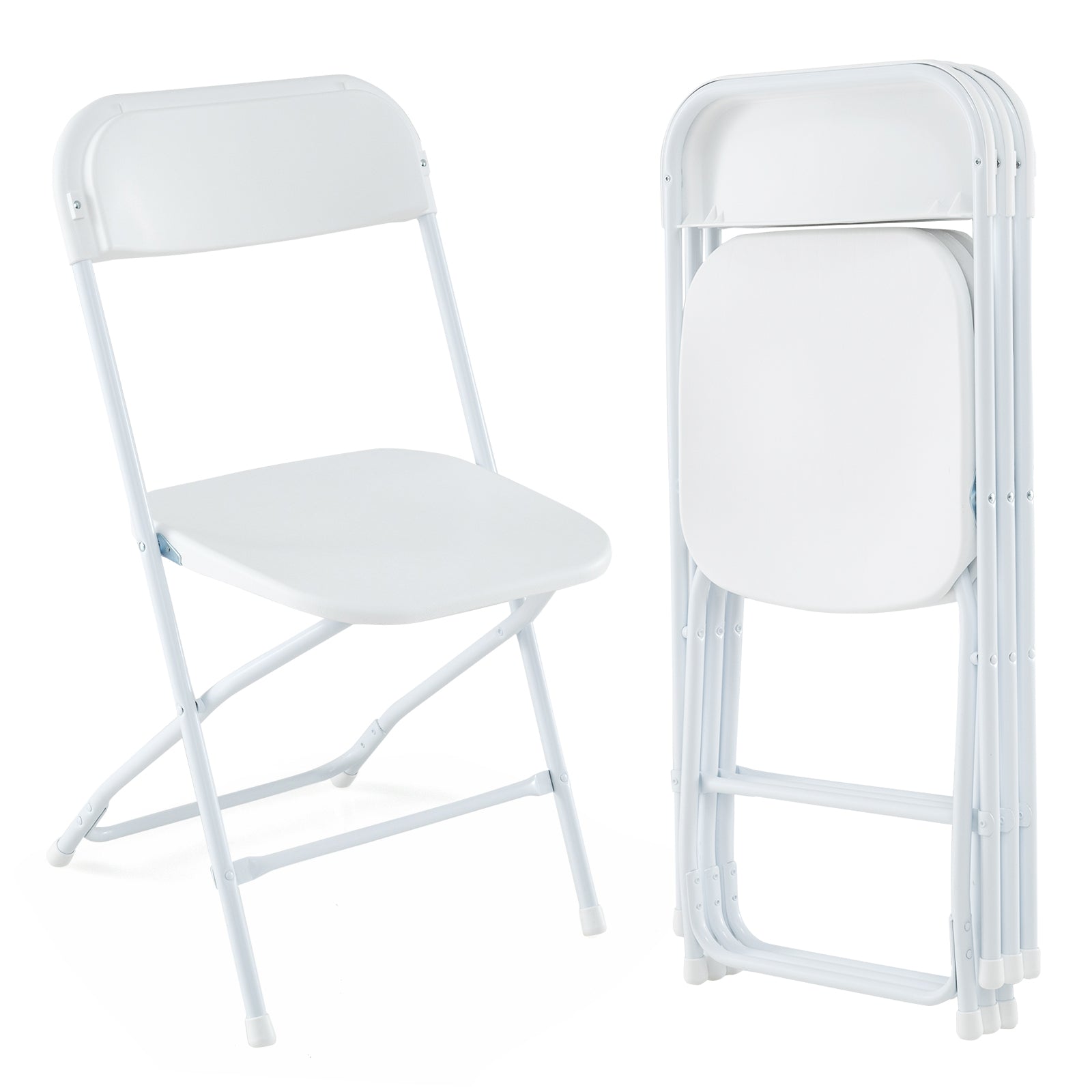 4 Pack Metal Folding Chairs with Plastic Seat and Back-White - Tampa Home & Garden Store