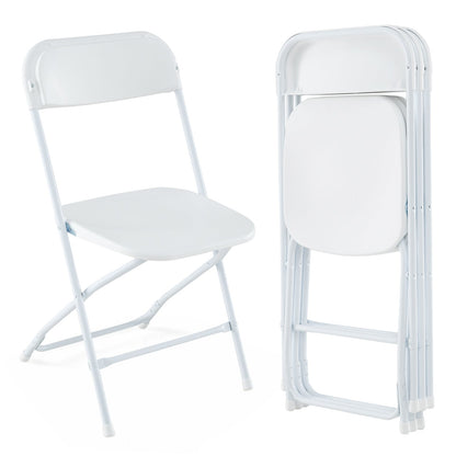 4 Pack Metal Folding Chairs with Plastic Seat and Back-White - Tampa Home & Garden Store