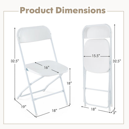 4 Pack Metal Folding Chairs with Plastic Seat and Back-White - Tampa Home & Garden Store