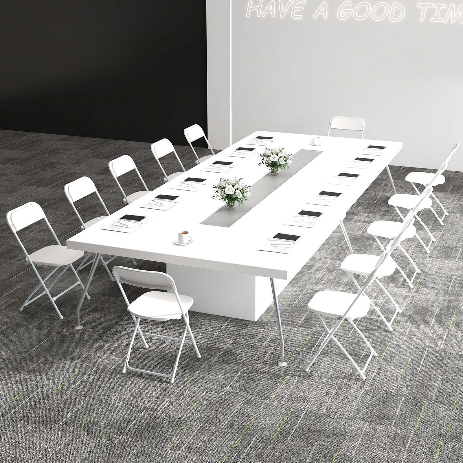 4 Pack Metal Folding Chairs with Plastic Seat and Back-White - Tampa Home & Garden Store