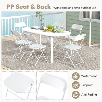4 Pack Metal Folding Chairs with Plastic Seat and Back-White - Tampa Home & Garden Store