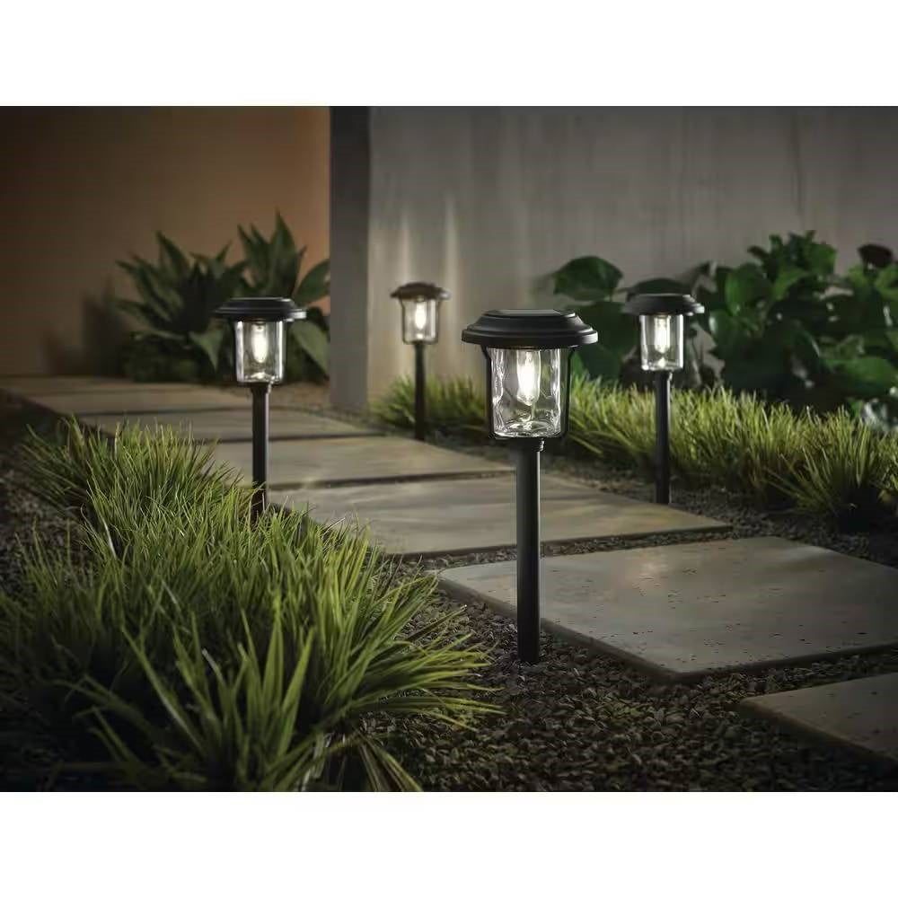 4 Pack - Solar LED Light Set - Outdoor Path Lighting in Black - Tampa Home & Garden Store