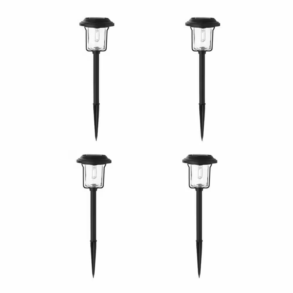 4 Pack - Solar LED Light Set - Outdoor Path Lighting in Black - Tampa Home & Garden Store
