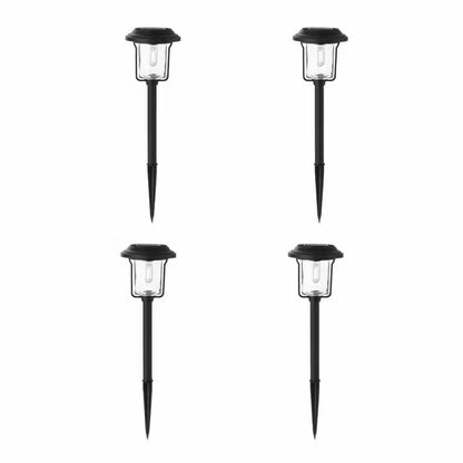 4 Pack - Solar LED Light Set - Outdoor Path Lighting in Black - Tampa Home & Garden Store